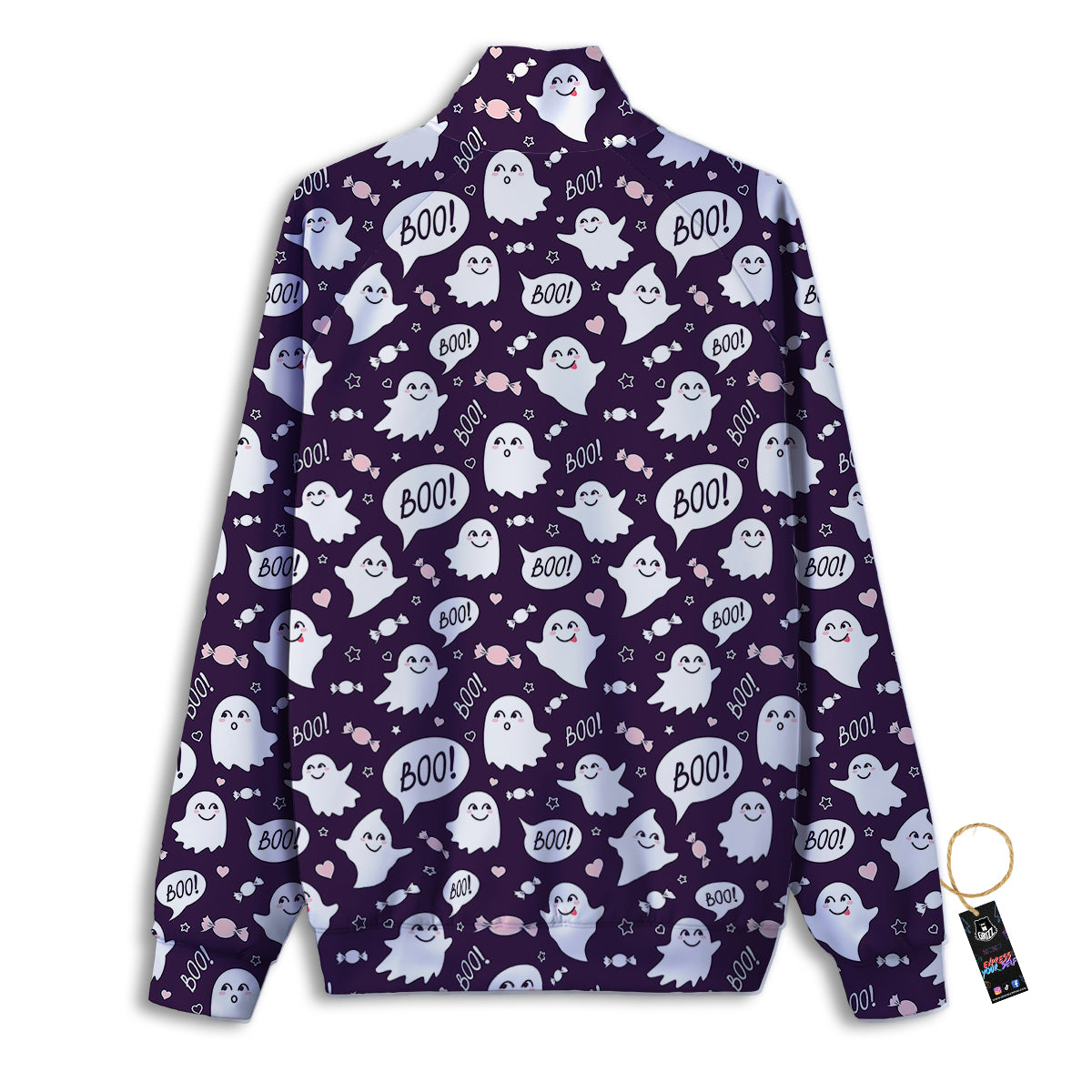Boo Cute Ghost Print Pattern Track Jacket-grizzshop