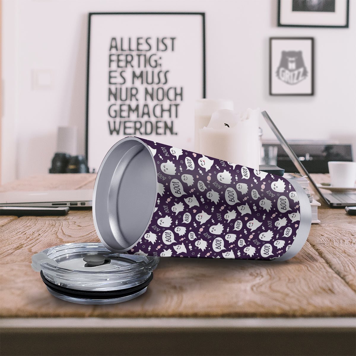 Boo Cute Ghost Print Pattern Tumbler-grizzshop