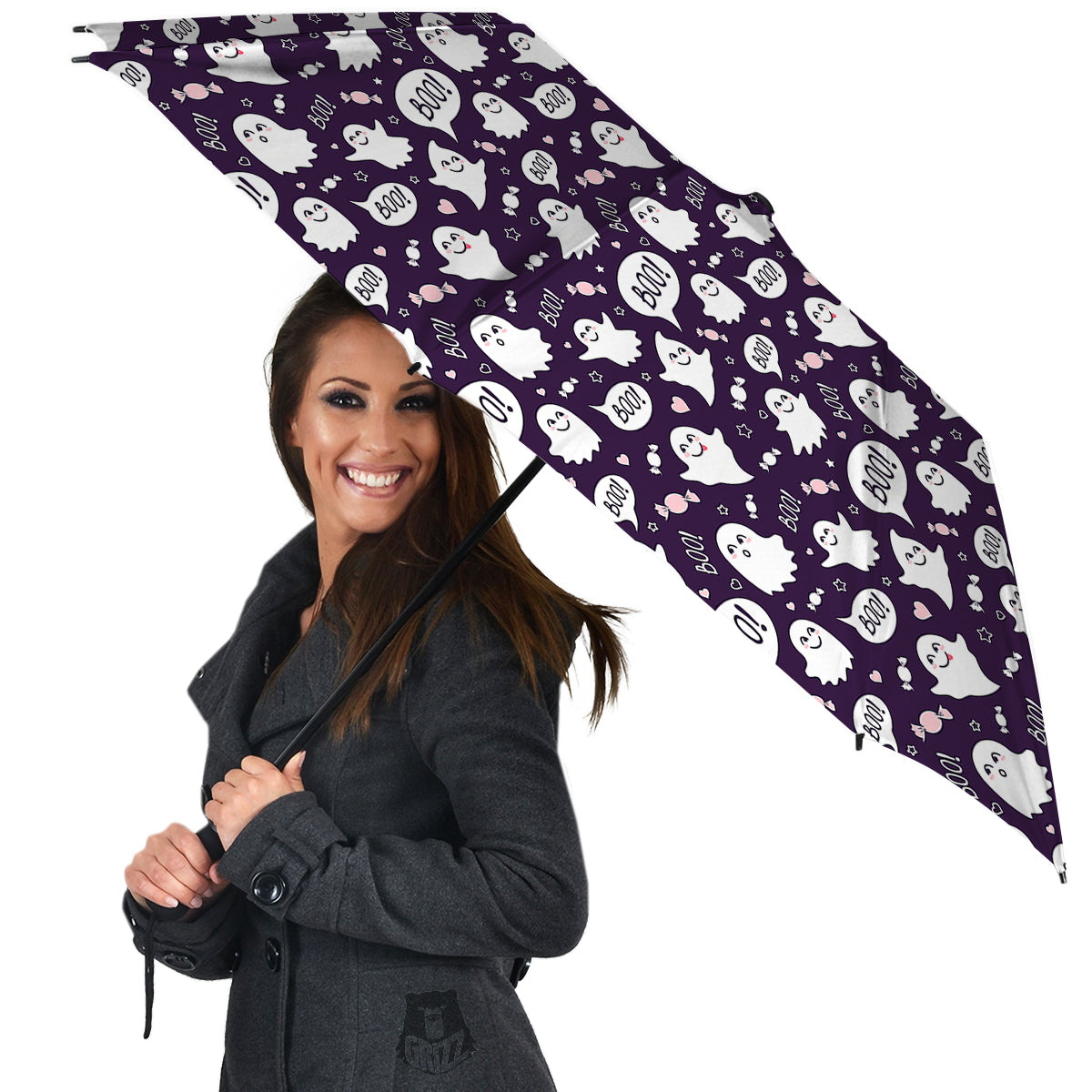 Boo Cute Ghost Print Pattern Umbrella-grizzshop