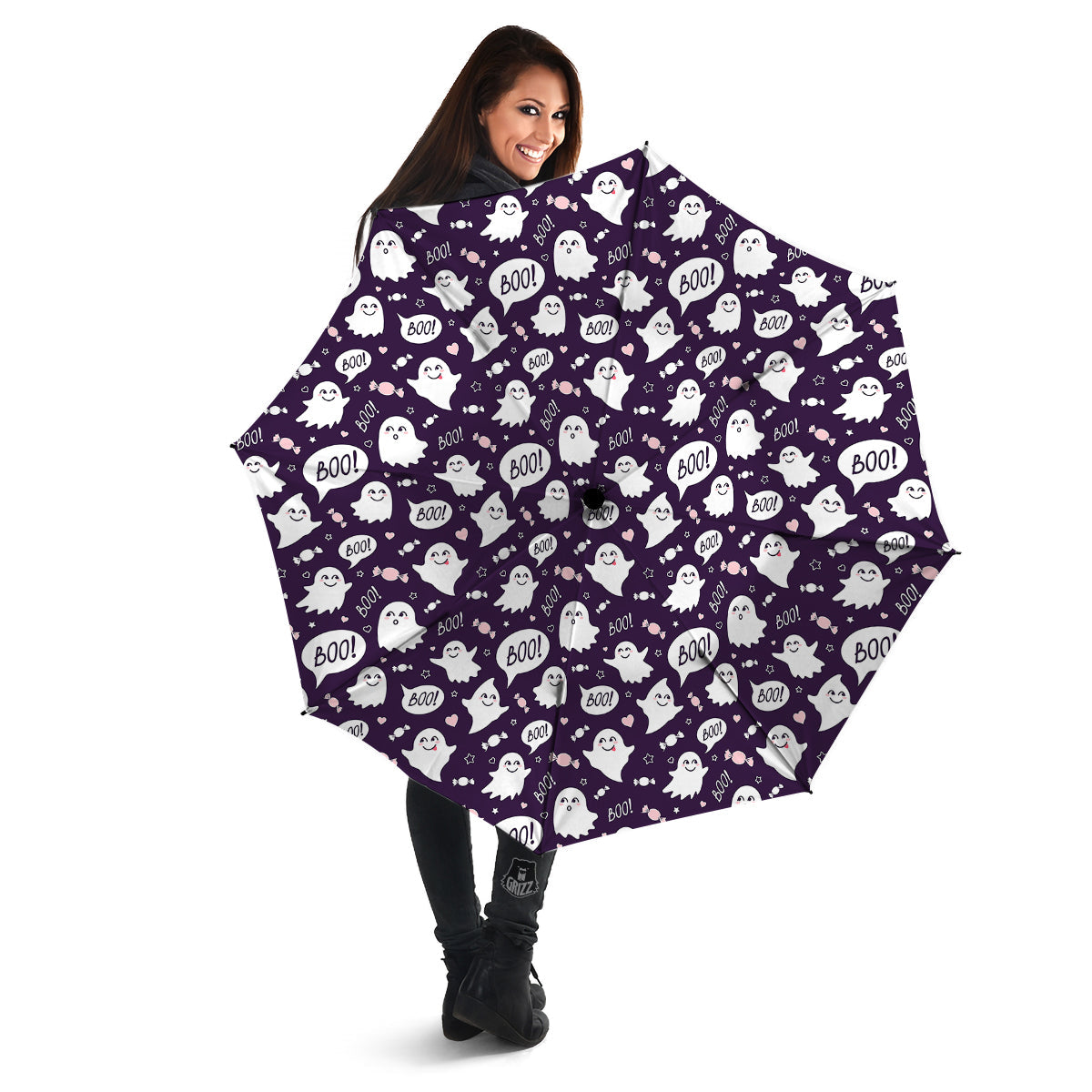 Boo Cute Ghost Print Pattern Umbrella-grizzshop