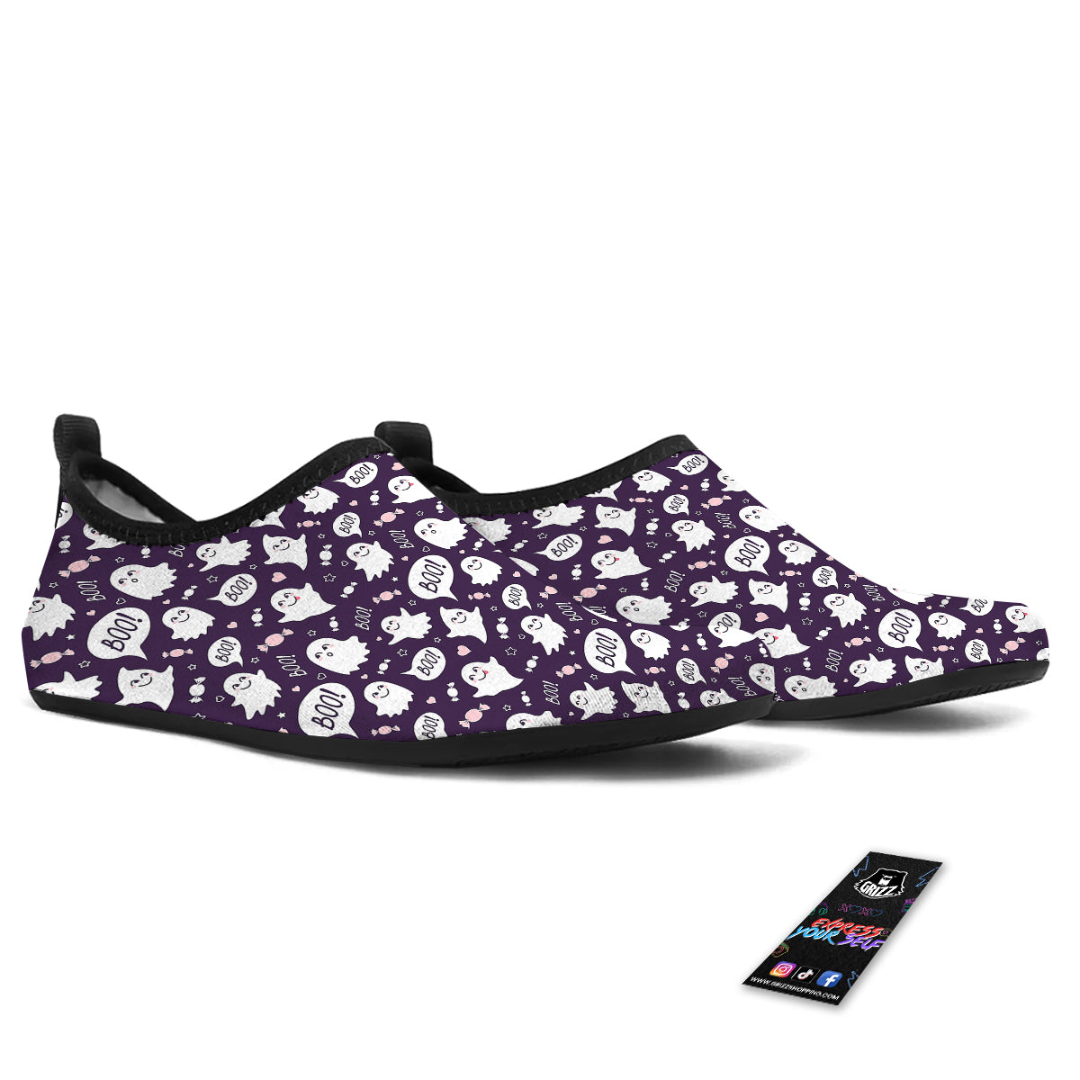 Boo Cute Ghost Print Pattern Water Shoes-grizzshop