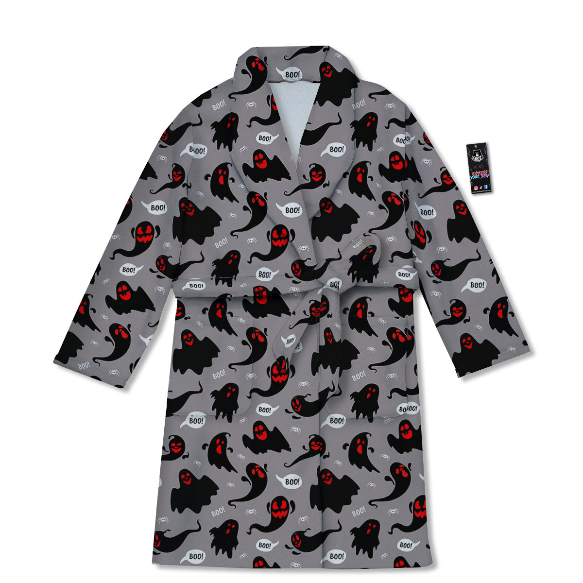 Boo Ghost Print Pattern Bathrobe-grizzshop