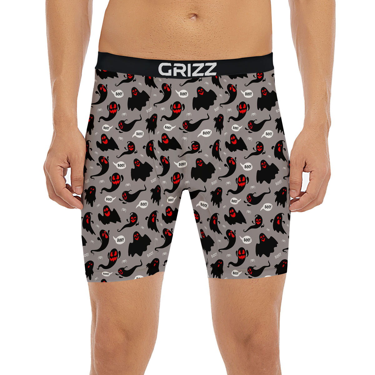 Boo Ghost Print Pattern Boxer Briefs-grizzshop