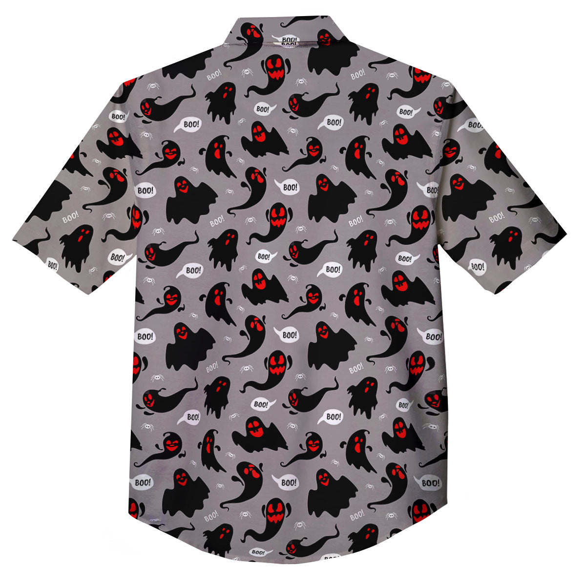 Boo Ghost Print Pattern Button Up Shirt-grizzshop