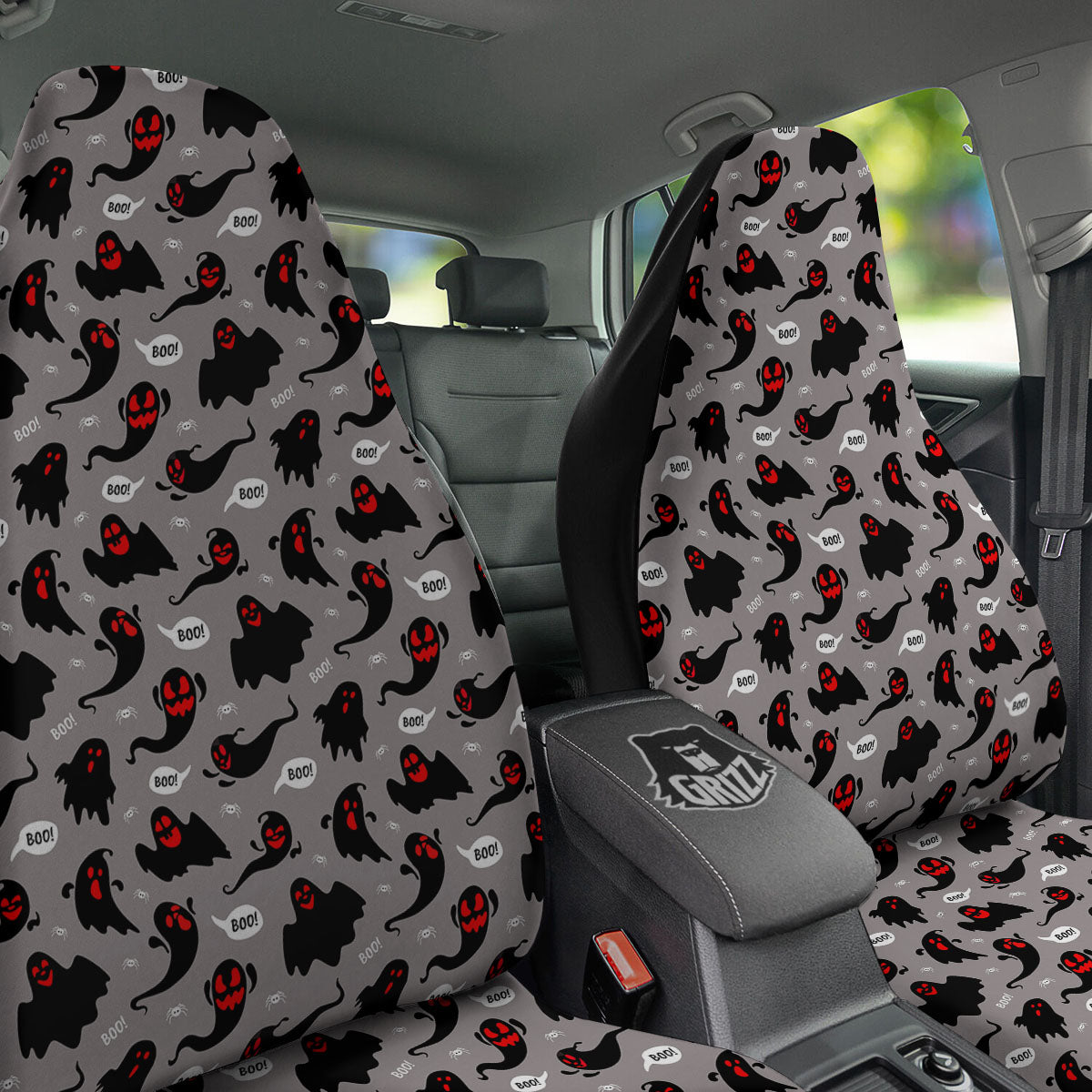 Boo Ghost Print Pattern Car Seat Covers-grizzshop