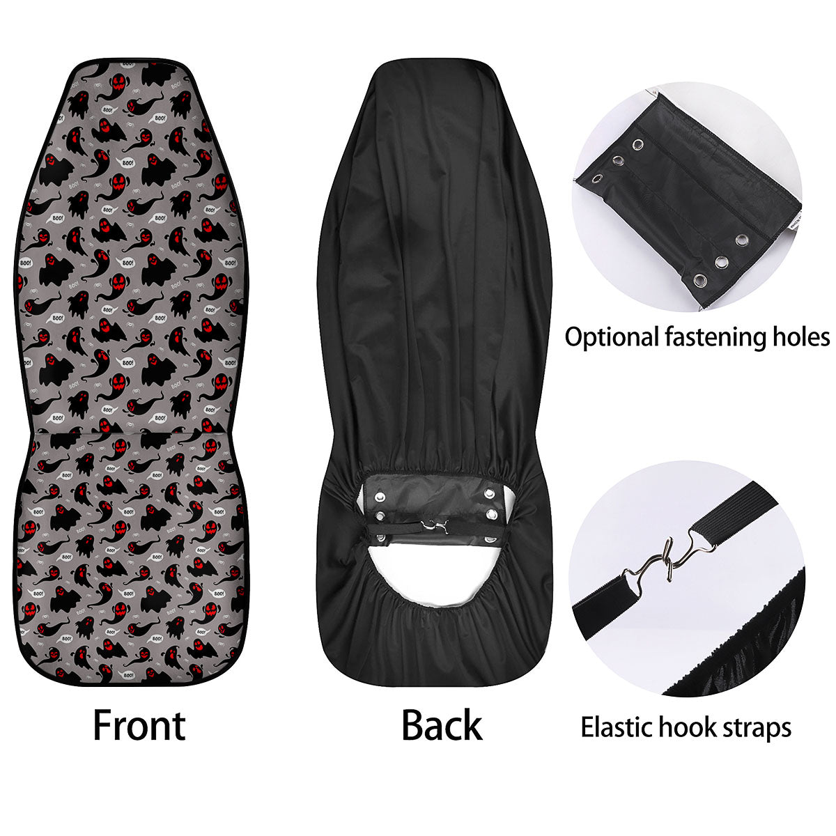 Boo Ghost Print Pattern Car Seat Covers-grizzshop