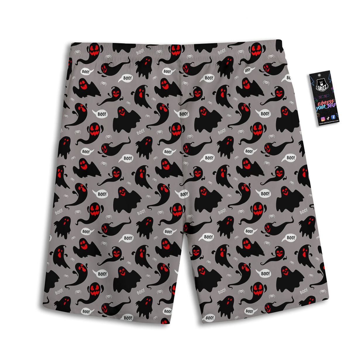 Boo Ghost Print Pattern Men's Athletic Shorts