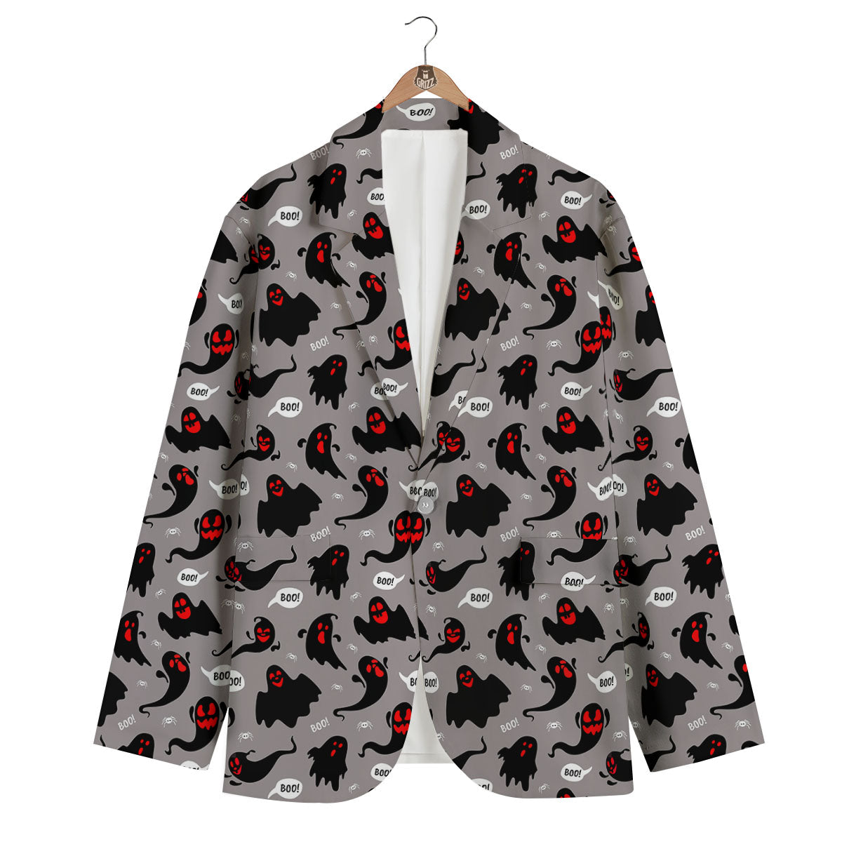 Boo Ghost Print Pattern Men's Blazer-grizzshop