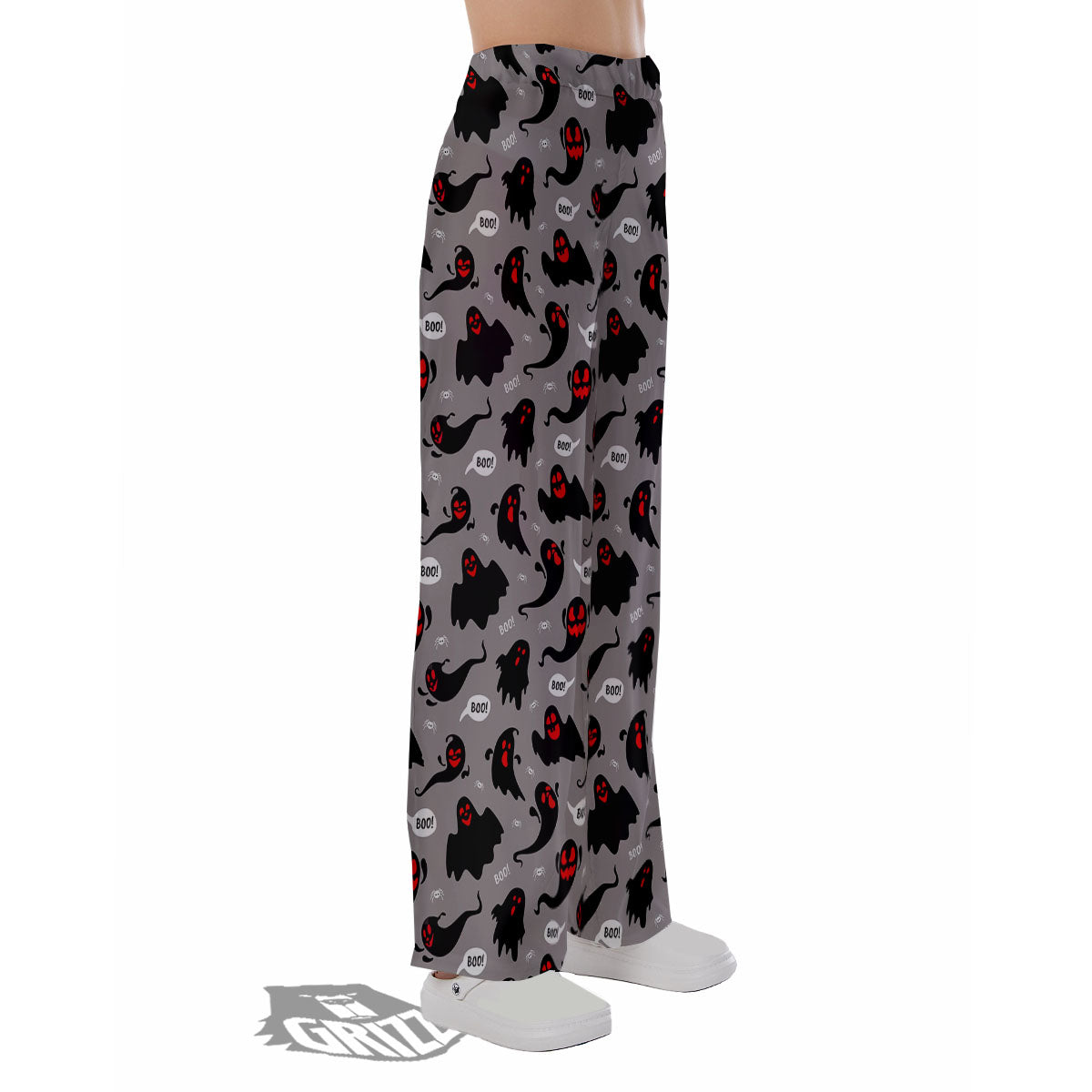 Boo Ghost Print Pattern Pajama Pants-grizzshop