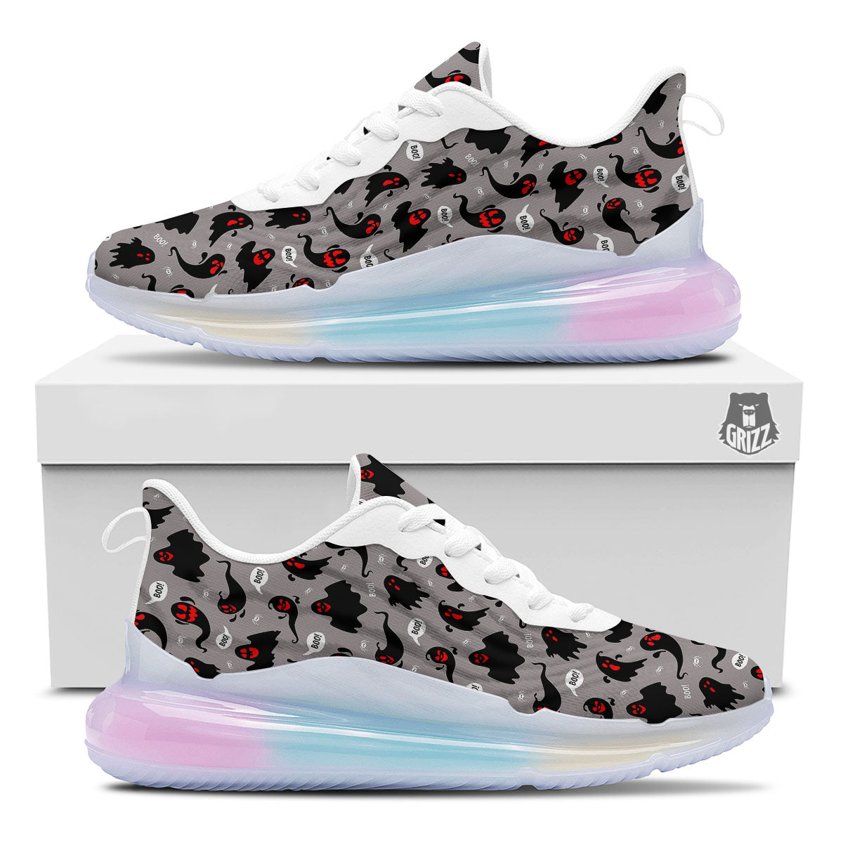 Boo Ghost Print Pattern Running Sneakers-grizzshop