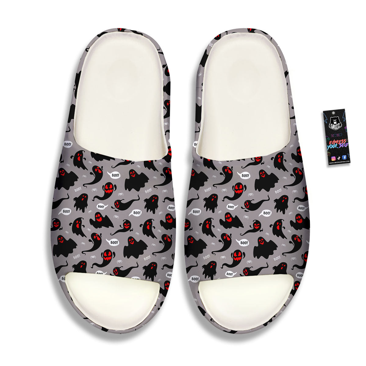 Boo Ghost Print Pattern Sandals-grizzshop