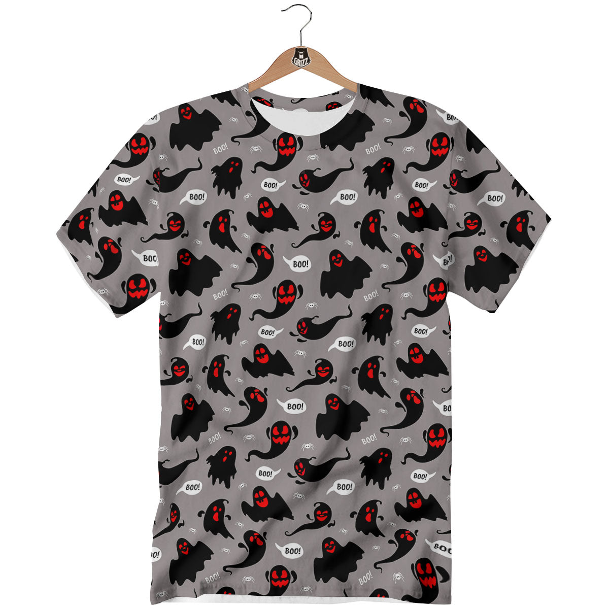 Boo Ghost Print Pattern T-Shirt-grizzshop