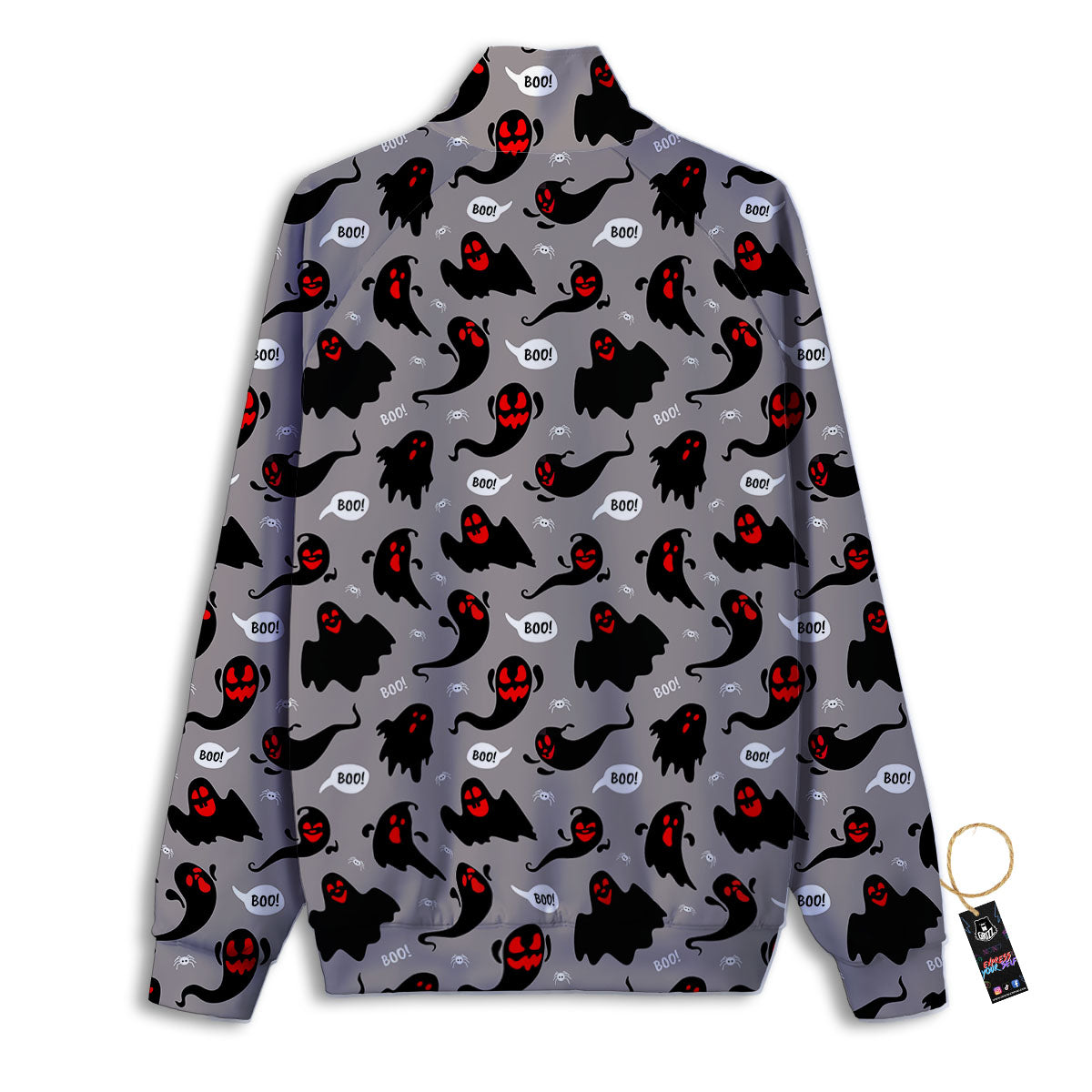 Boo Ghost Print Pattern Track Jacket-grizzshop