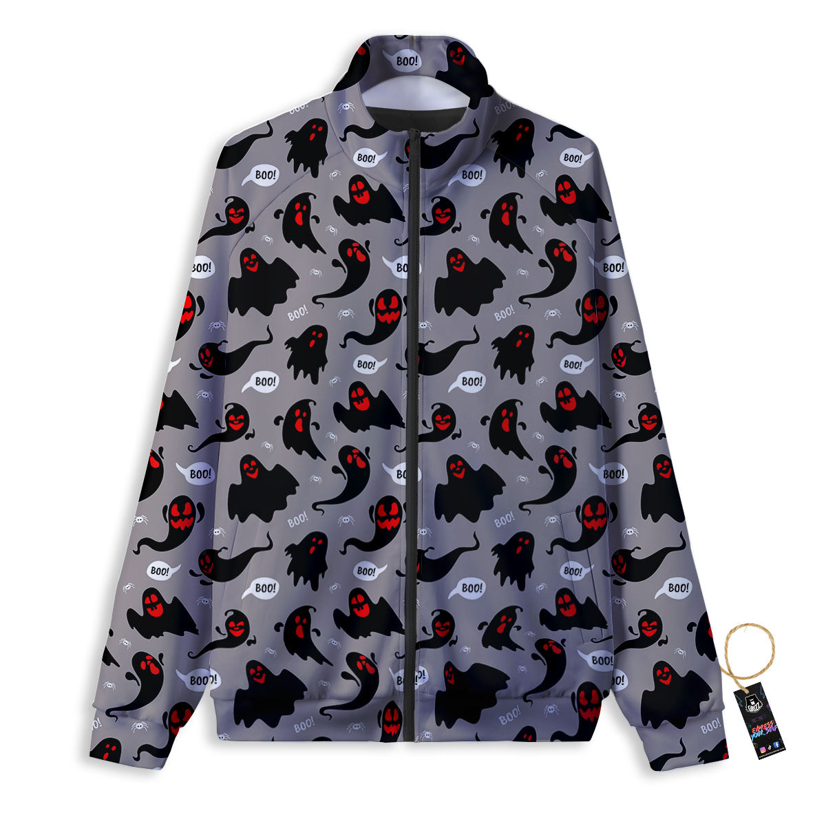 Boo Ghost Print Pattern Track Jacket-grizzshop