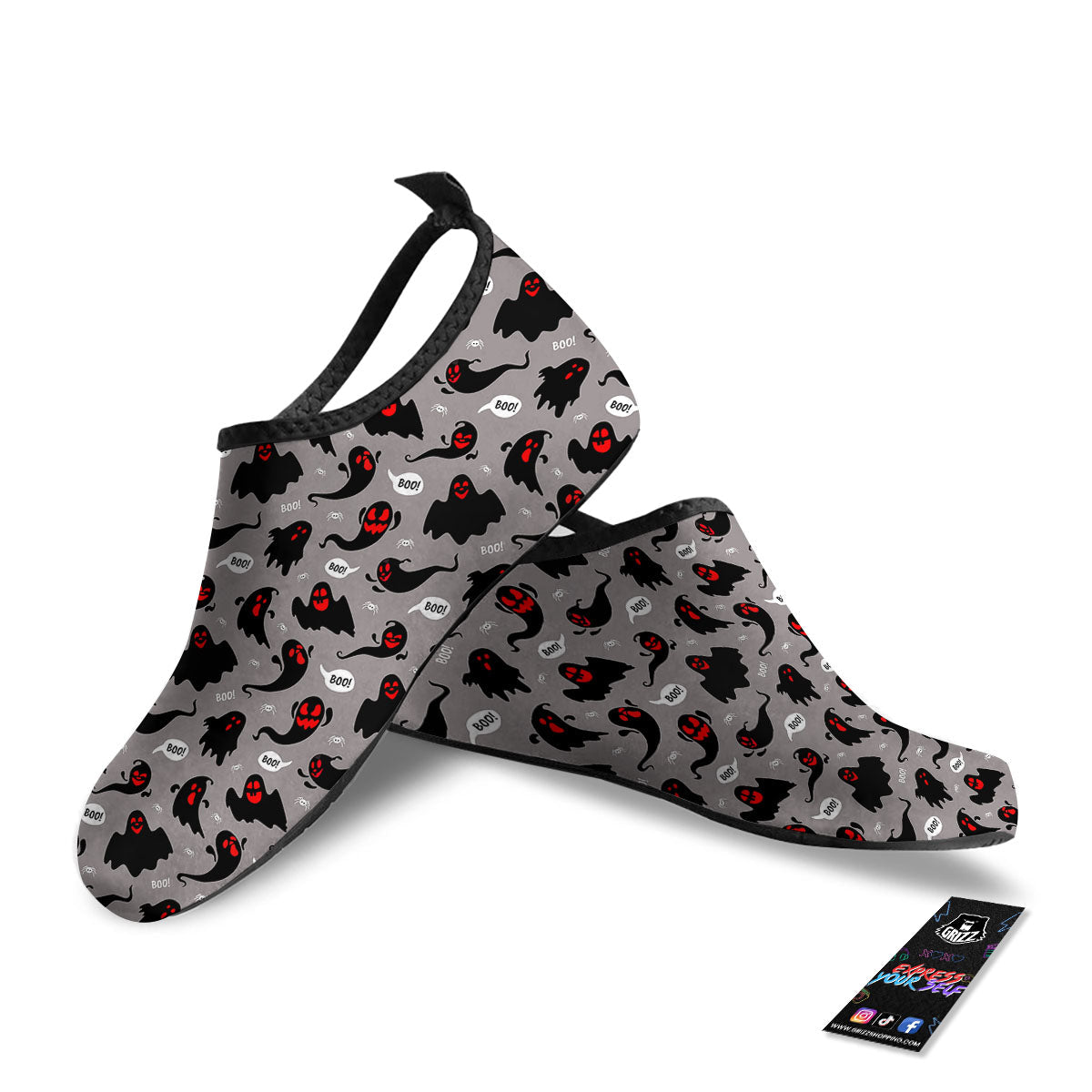 Boo Ghost Print Pattern Water Shoes-grizzshop