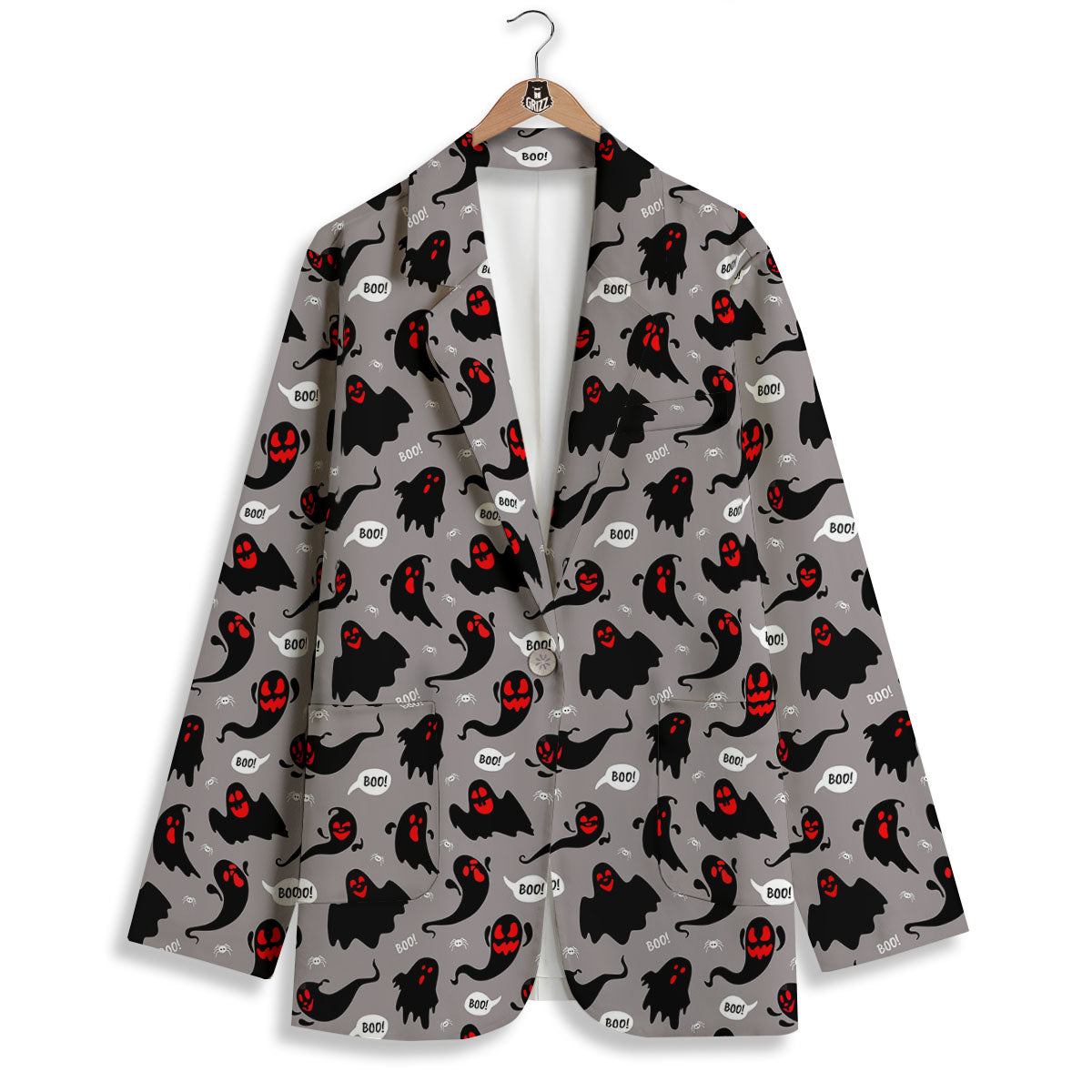 Boo Ghost Print Pattern Women's Blazer-grizzshop
