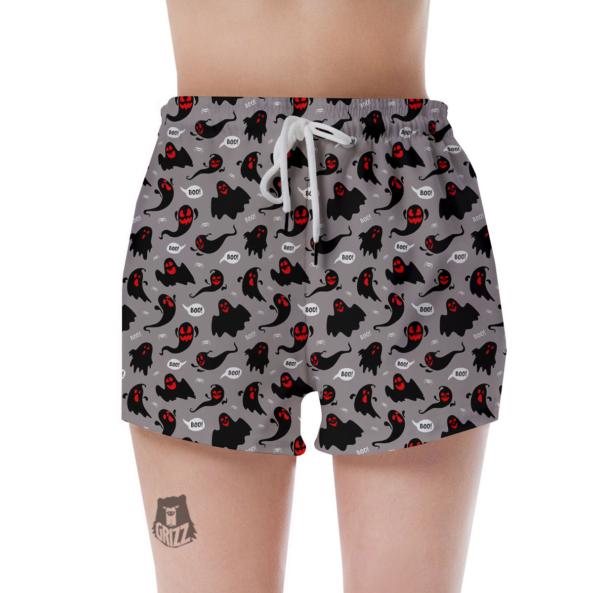 Boo Ghost Print Pattern Women's Shorts-grizzshop