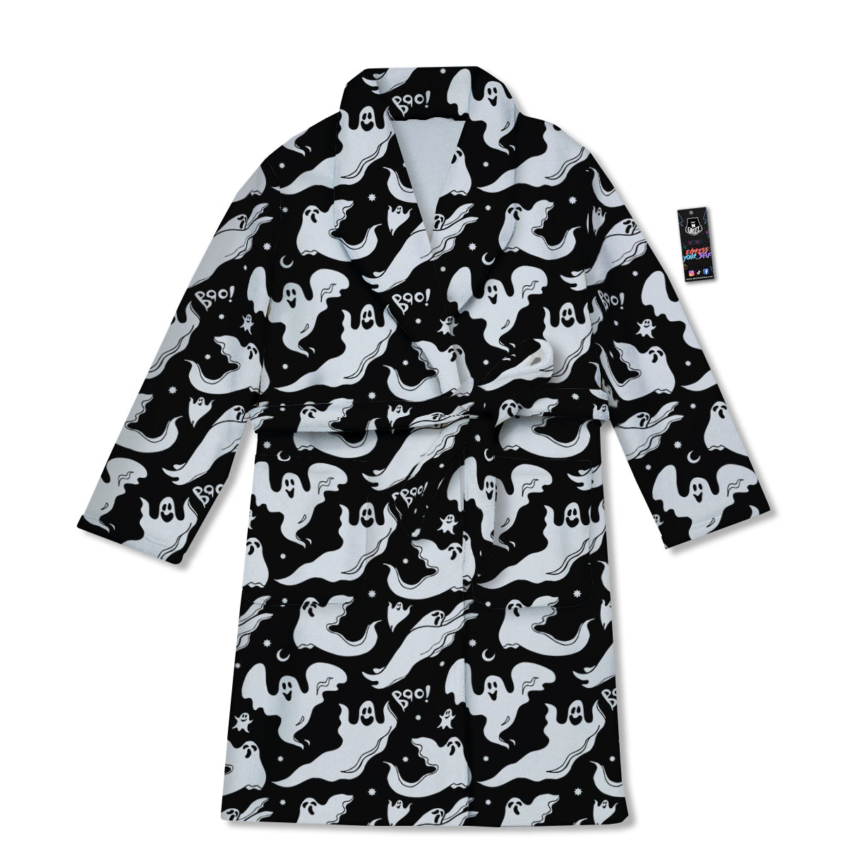 Boo Scary Ghost Print Pattern Bathrobe-grizzshop