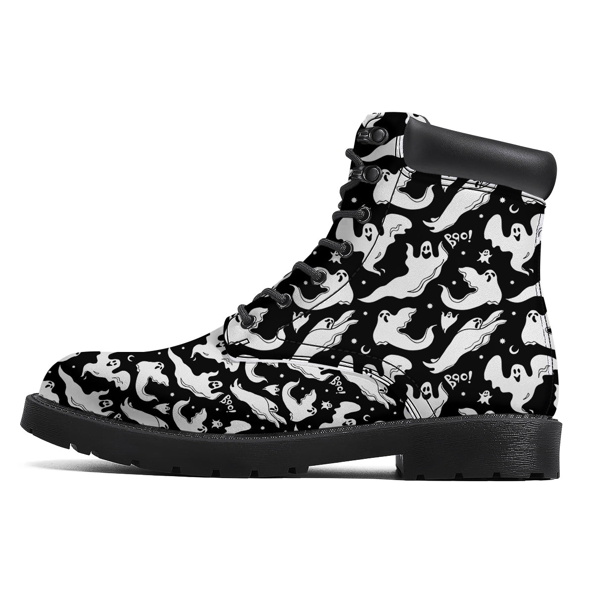 Boo Scary Ghost Print Pattern Boots-grizzshop