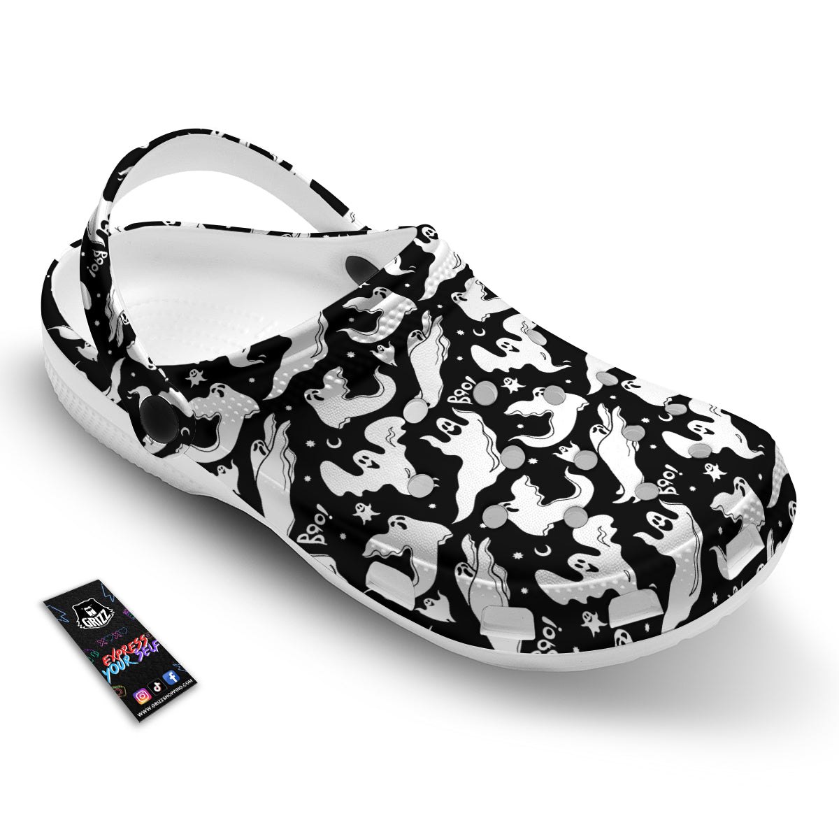 Boo Scary Ghost Print Pattern Clog-grizzshop