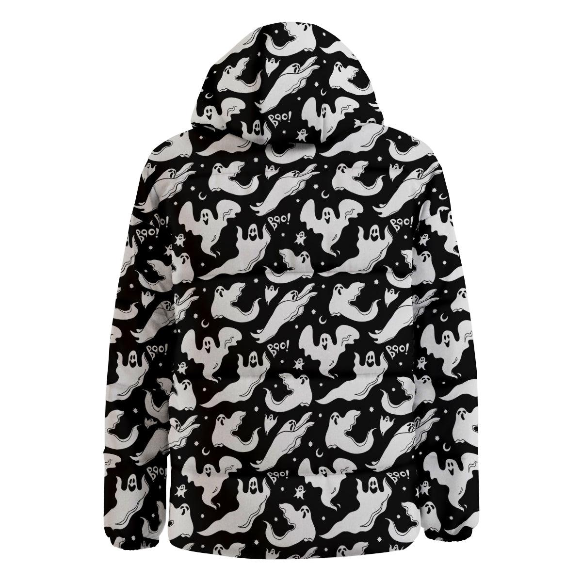 Boo Scary Ghost Print Pattern Down Jacket-grizzshop