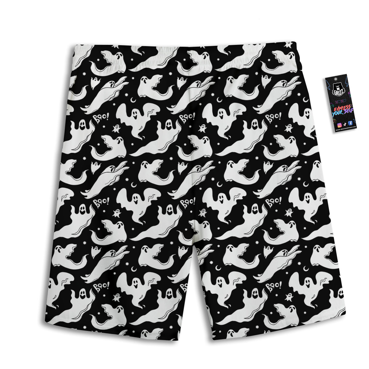 Boo Scary Ghost Print Pattern Men's Athletic Shorts