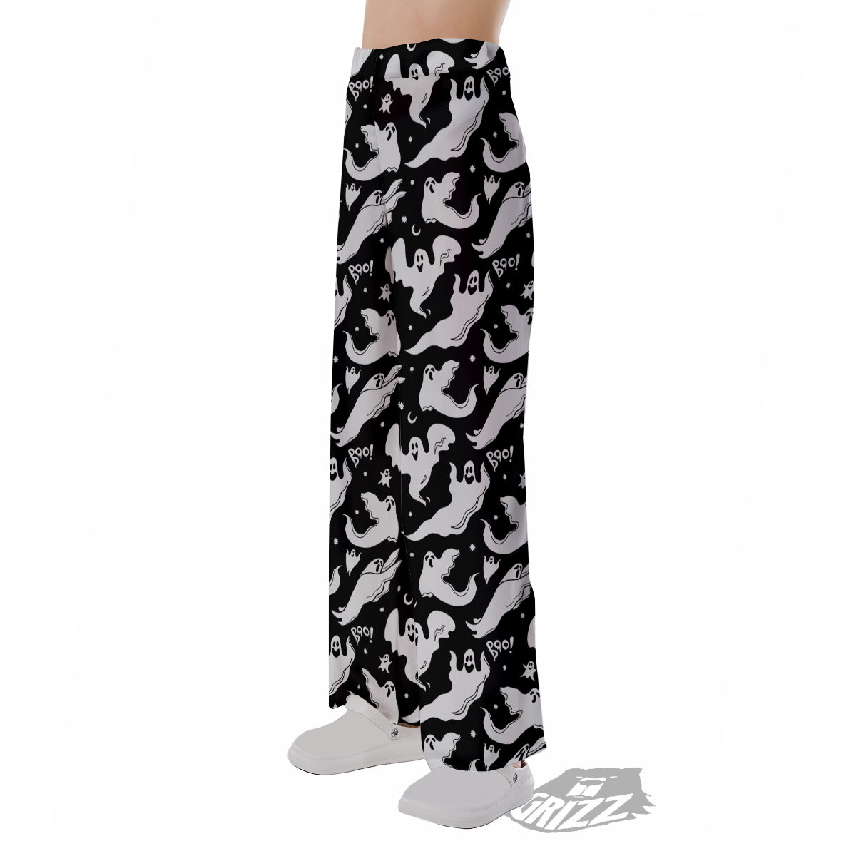 Boo Scary Ghost Print Pattern Pajama Pants-grizzshop