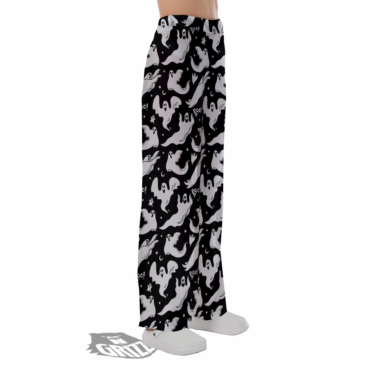 Boo Scary Ghost Print Pattern Pajama Pants-grizzshop