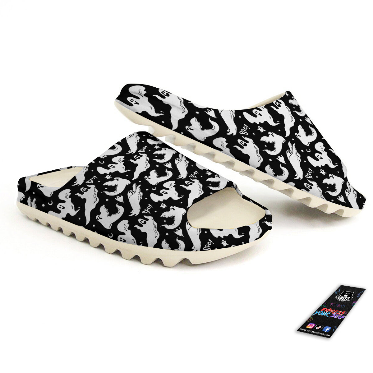 Boo Scary Ghost Print Pattern Sandals-grizzshop