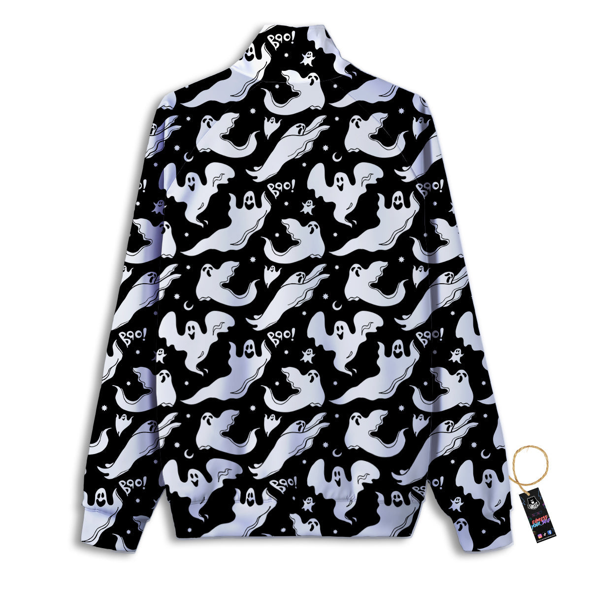 Boo Scary Ghost Print Pattern Track Jacket-grizzshop