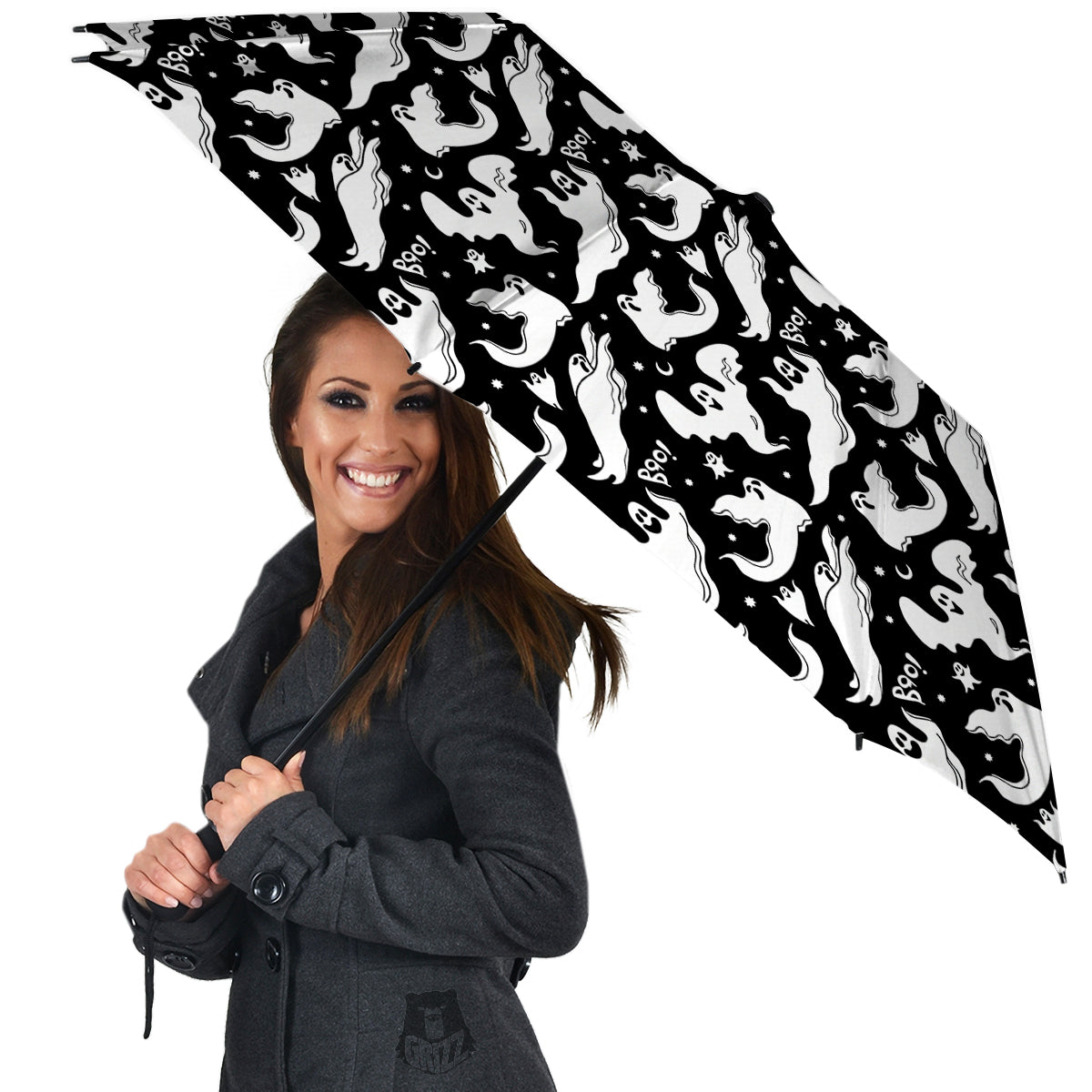 Boo Scary Ghost Print Pattern Umbrella-grizzshop