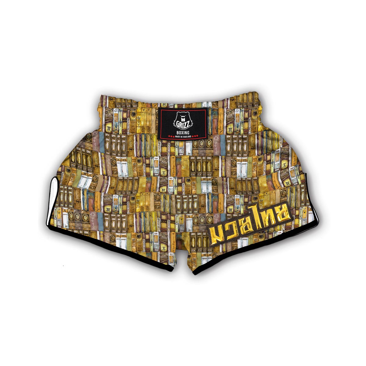Book Lover Library Librarian Pattern Print Muay Thai Boxing Shorts-grizzshop