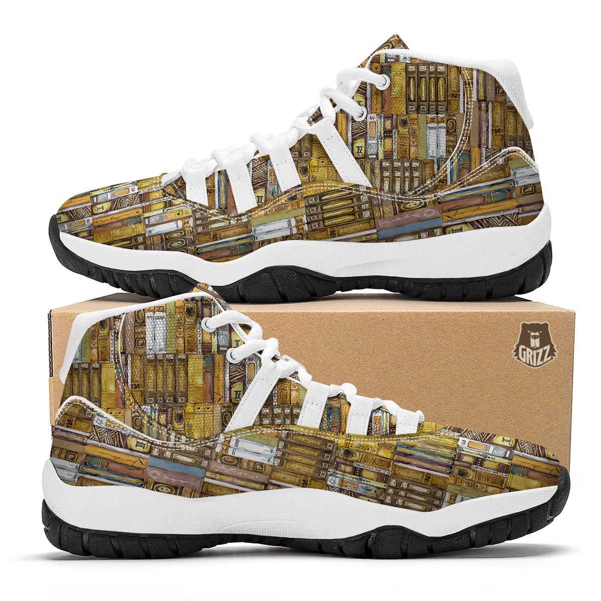 Book Lover Library Librarian Pattern Print White Bball Shoes-grizzshop
