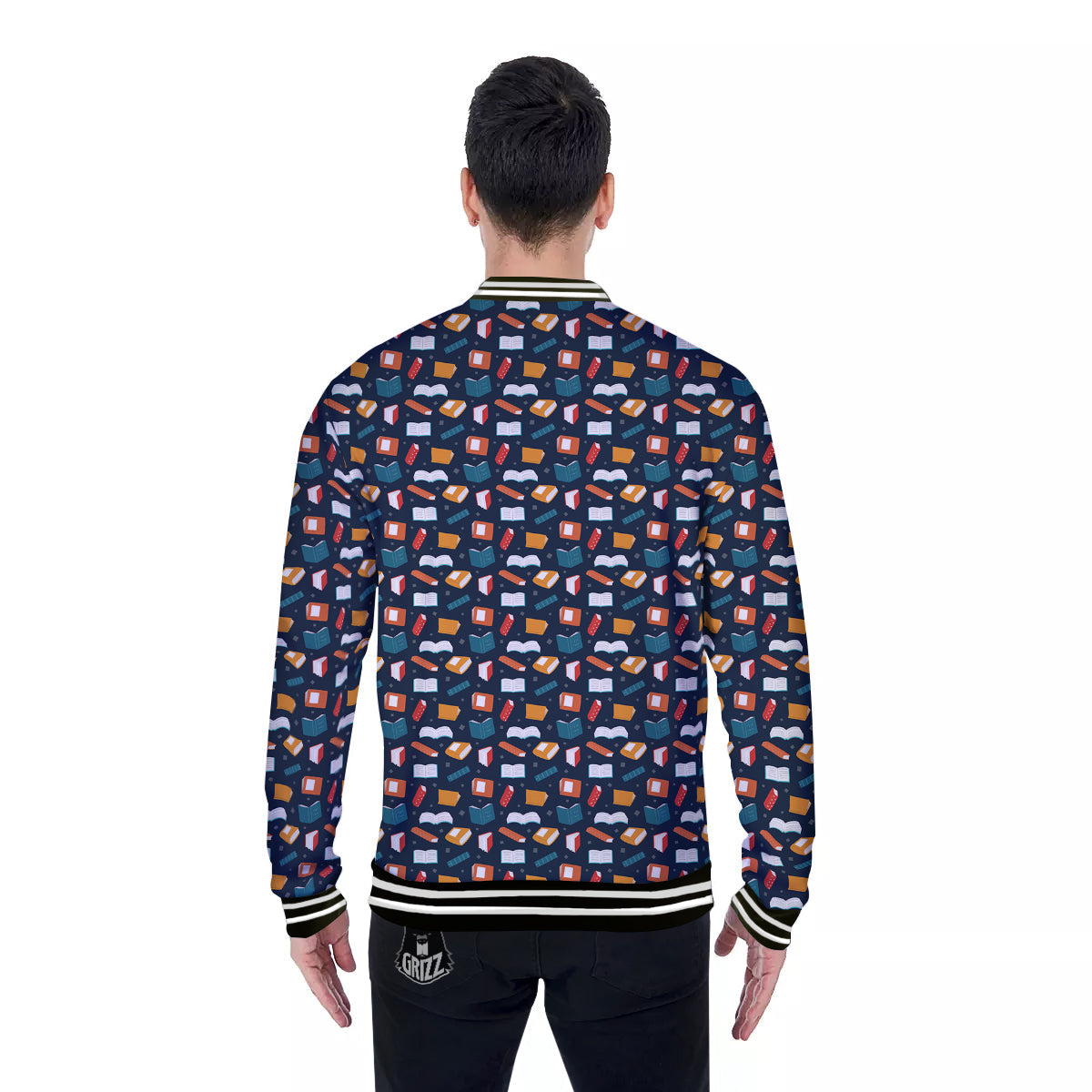 Books Colorful Print Pattern Baseball Jacket-grizzshop