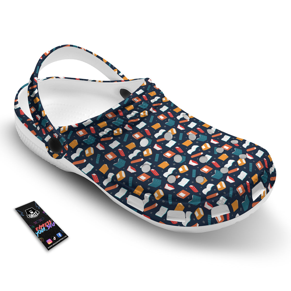 Books Colorful Print Pattern Clog-grizzshop