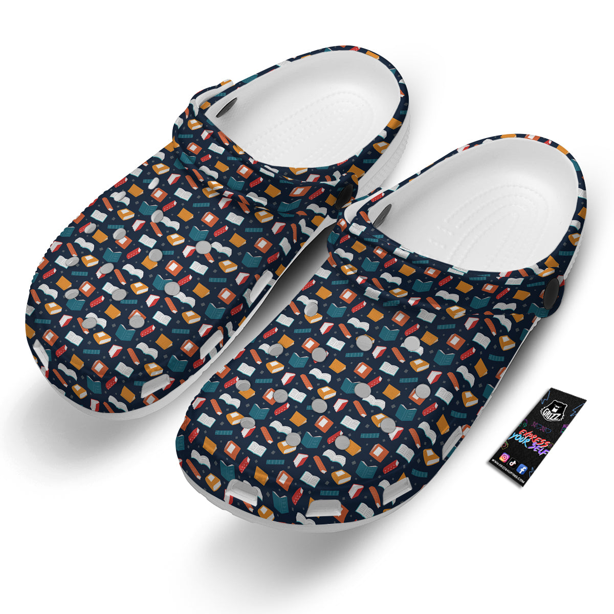 Books Colorful Print Pattern Clog-grizzshop
