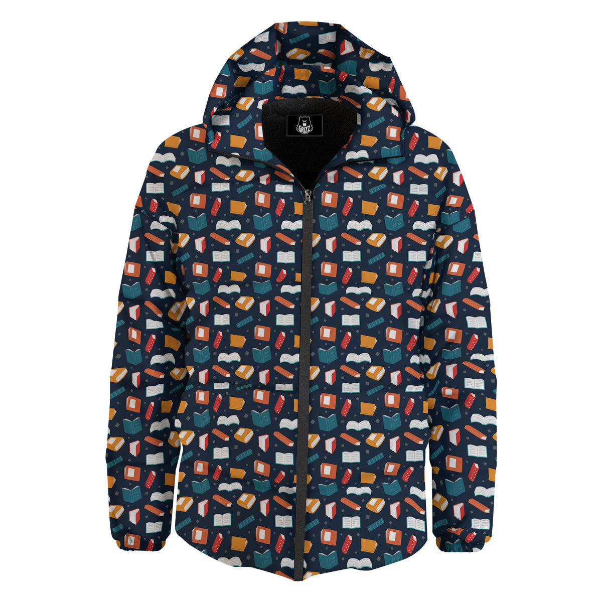 Books Colorful Print Pattern Down Jacket-grizzshop