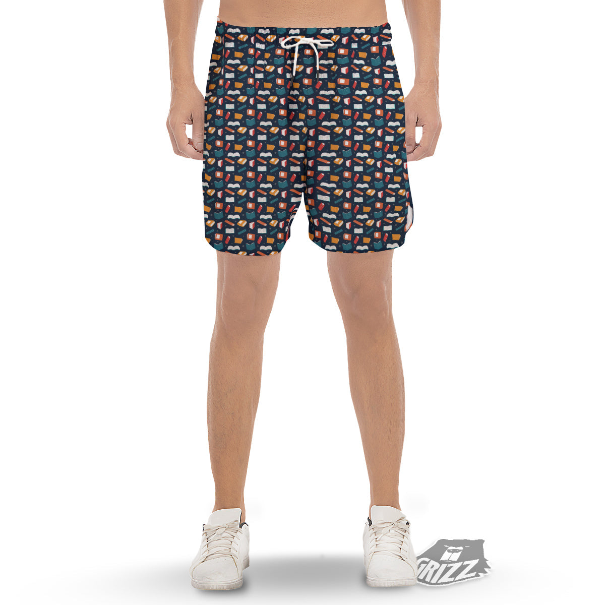 Books Colorful Print Pattern Men's Gym Shorts-grizzshop
