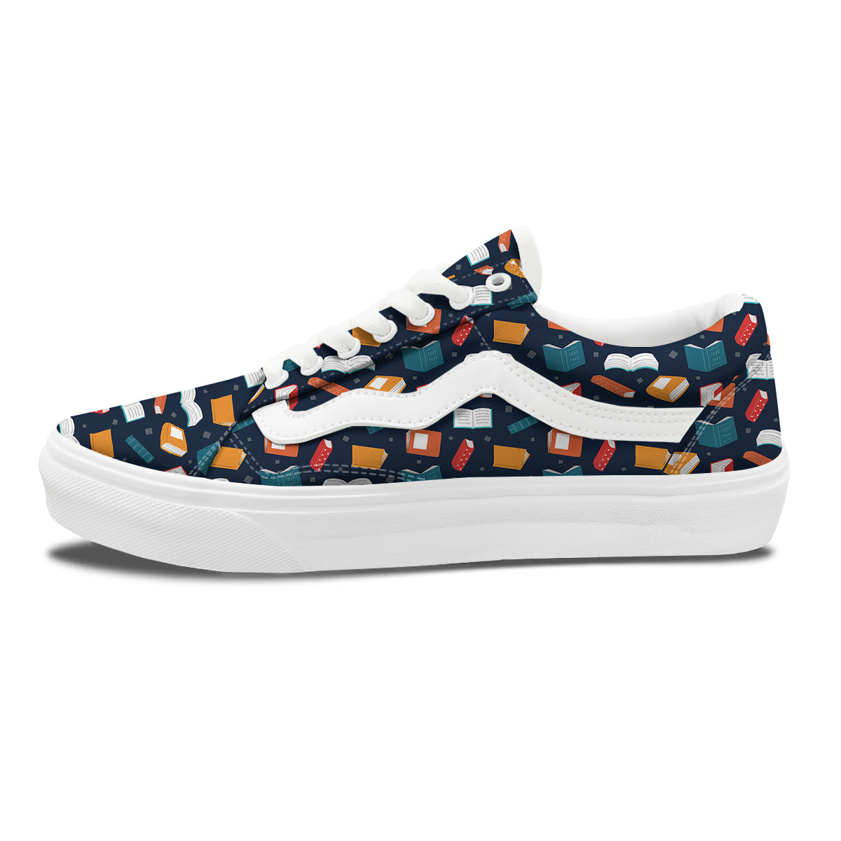 Books Colorful Print Pattern Skate Shoes-grizzshop