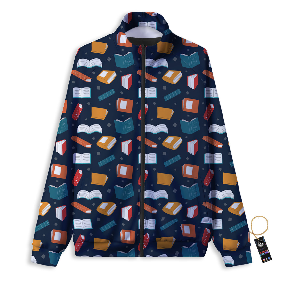 Books Colorful Print Pattern Track Jacket-grizzshop