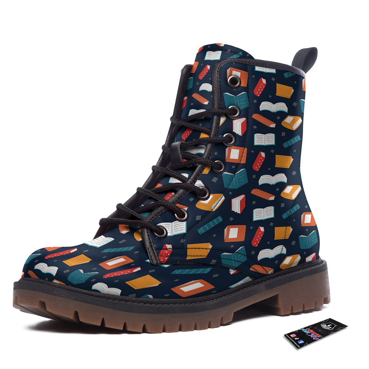 Books Colorful Print Pattern Work Boots-grizzshop