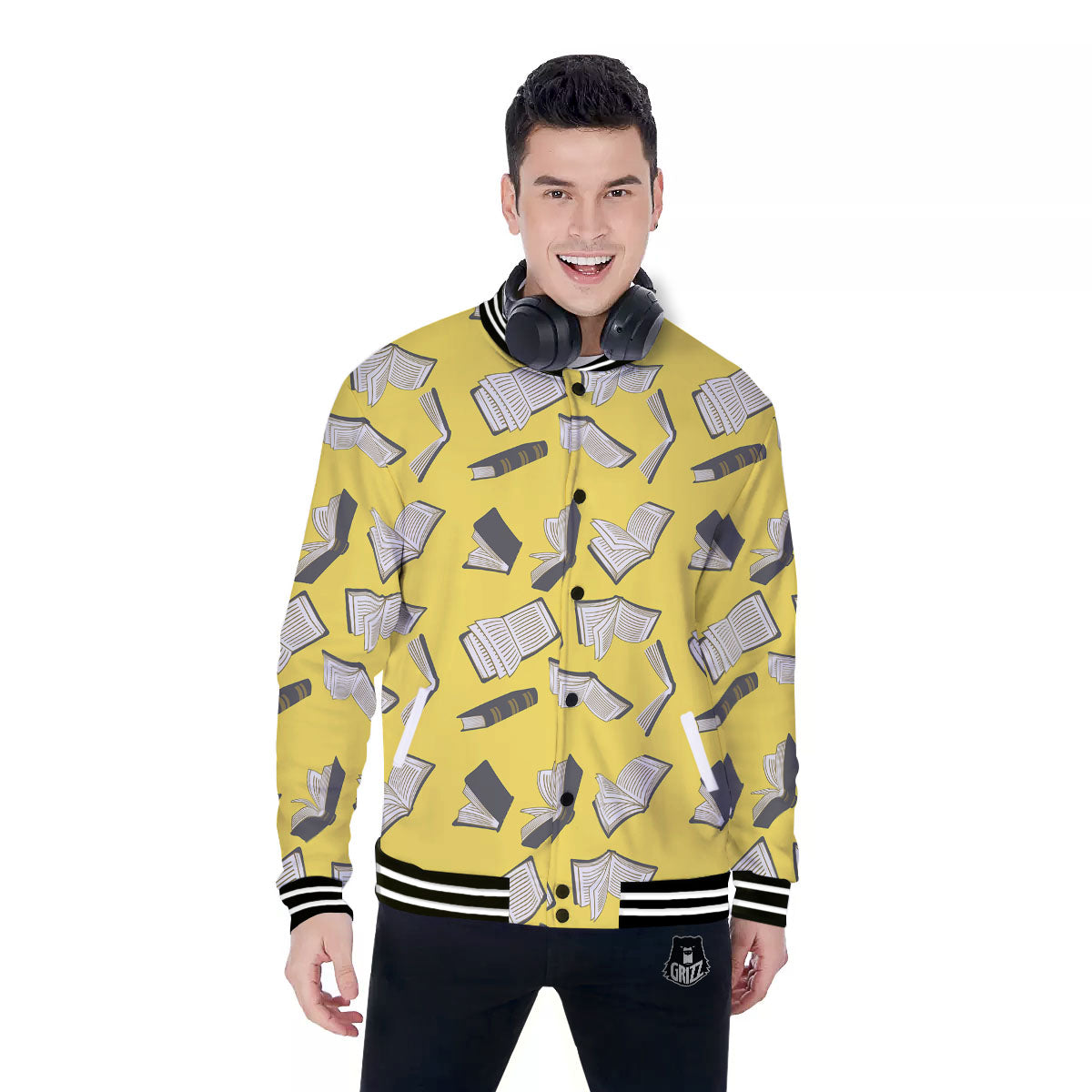 Books Pop Art Print Pattern Baseball Jacket-grizzshop