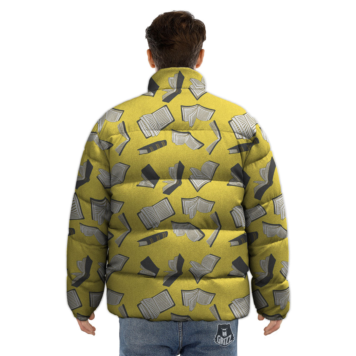 Books Pop Art Print Pattern Puffer Jacket-grizzshop