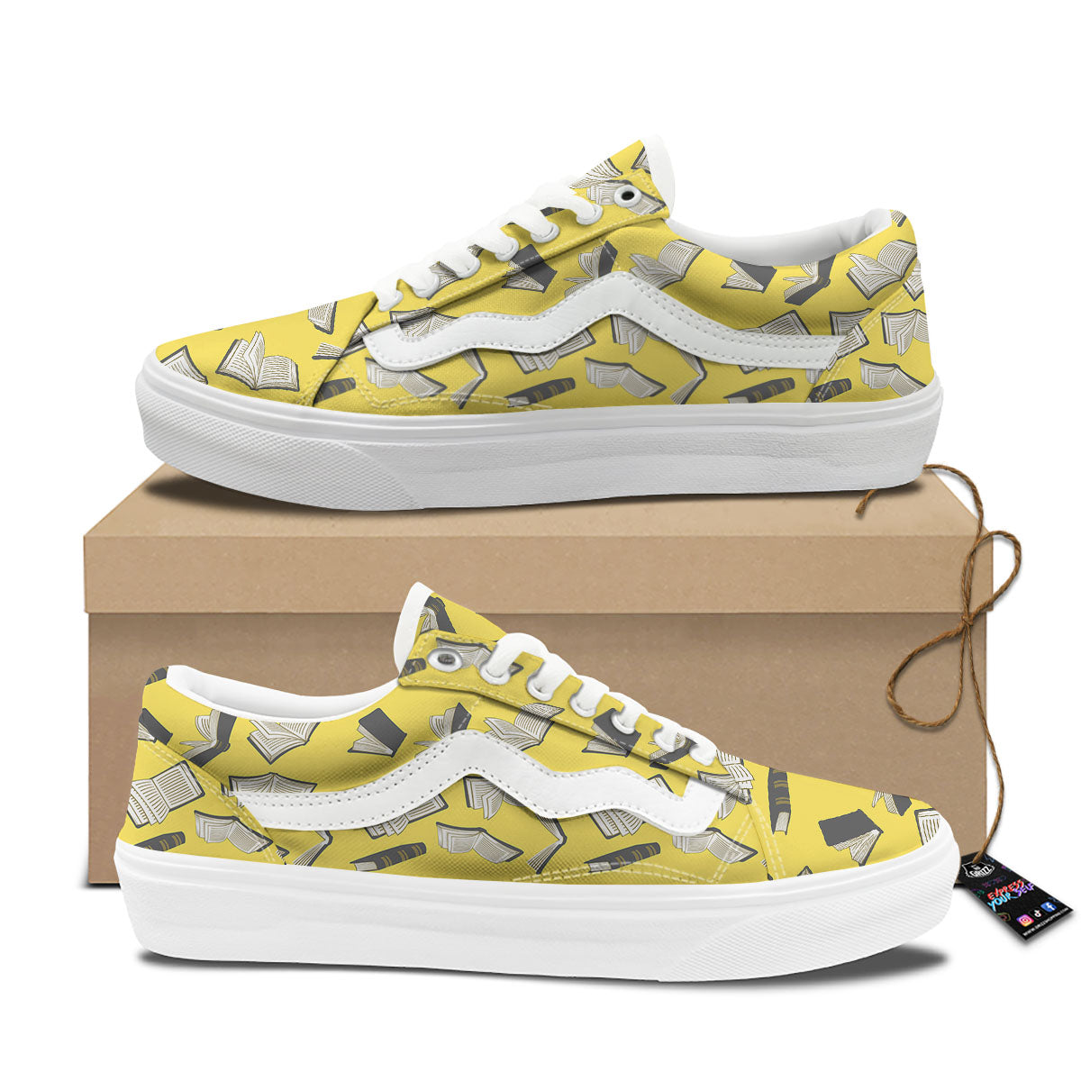 Books Pop Art Print Pattern Skate Shoes-grizzshop