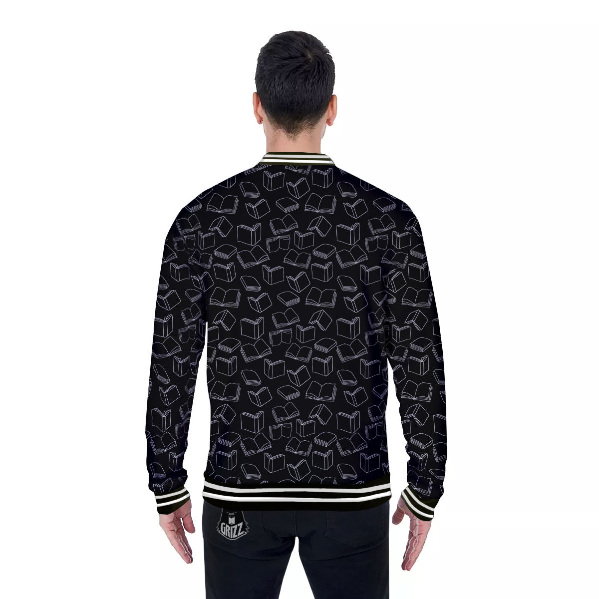 Books White And Black Print Pattern Baseball Jacket-grizzshop