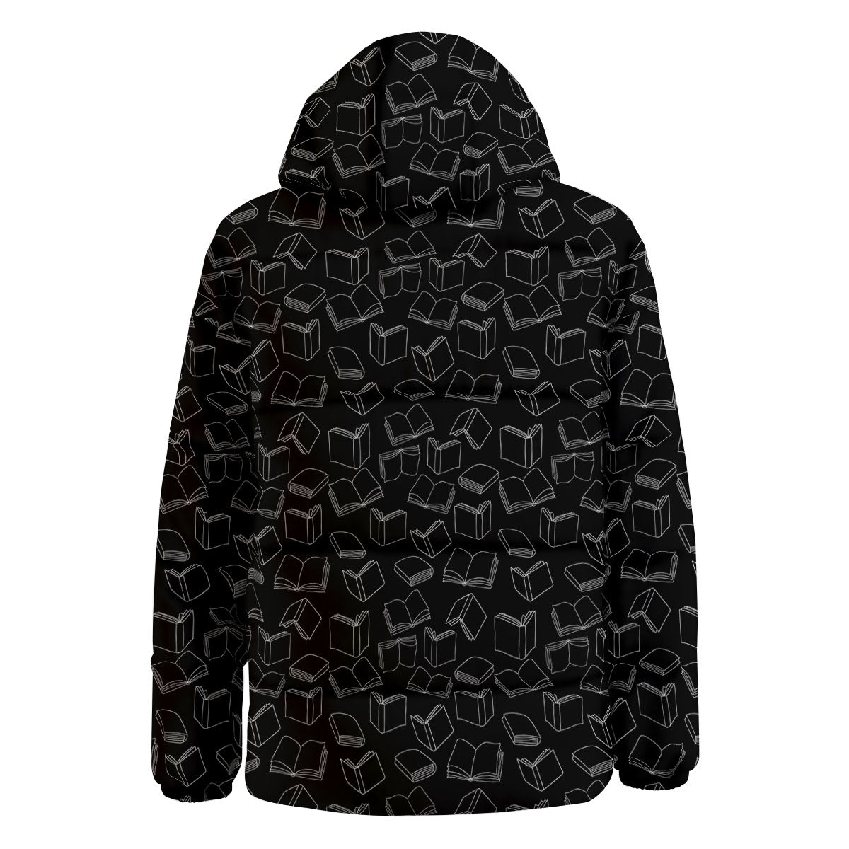 Books White And Black Print Pattern Down Jacket-grizzshop