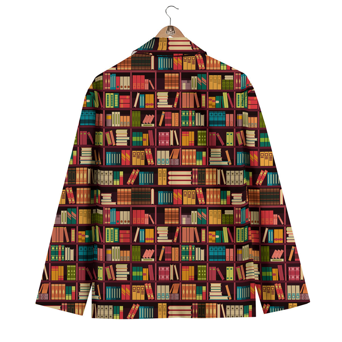 Bookshelf Vintage Print Pattern Men's Blazer-grizzshop