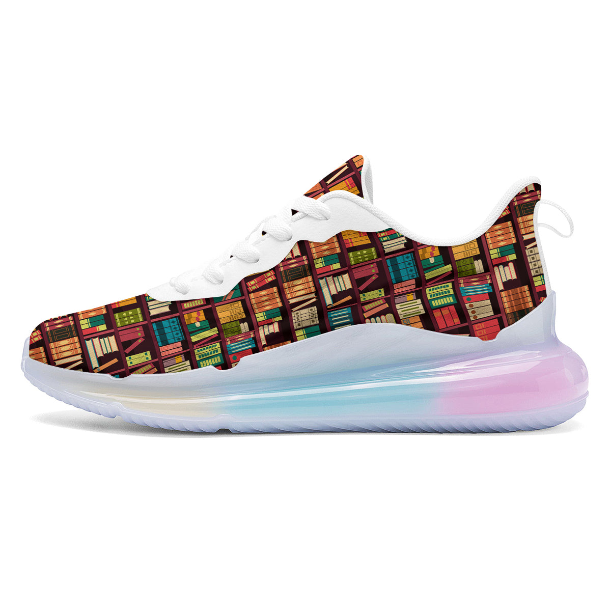 Bookshelf Vintage Print Pattern Running Sneakers-grizzshop