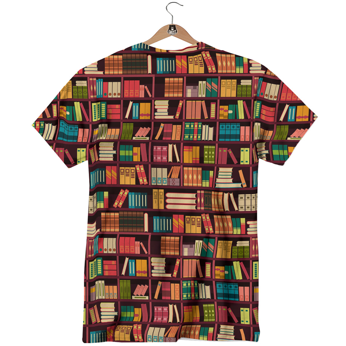 Bookshelf Vintage Print Pattern T-Shirt-grizzshop