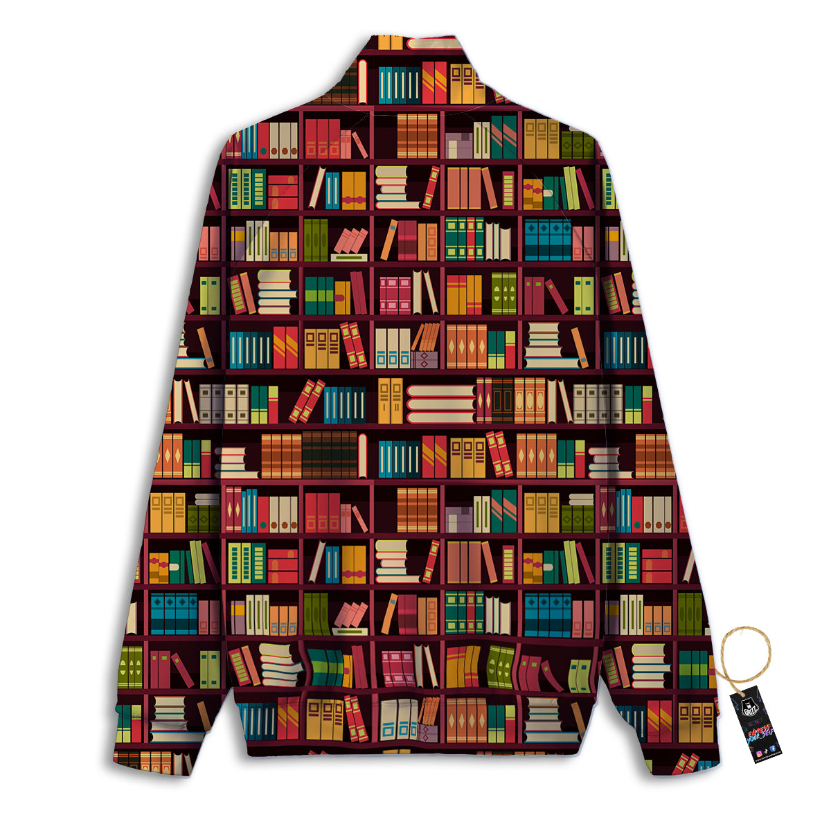 Bookshelf Vintage Print Pattern Track Jacket-grizzshop